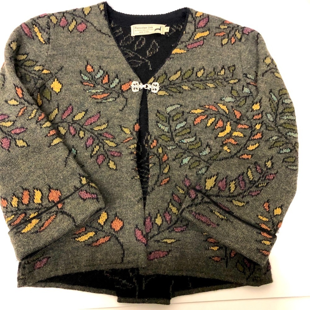 Peruvian Link Alpaca Collection Olive Cardigan Size Small